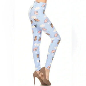 NWT Cozy Flying Piggie  Legging Lined M-L